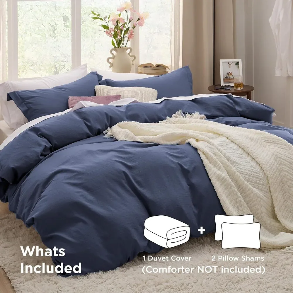 Bedsure Navy Blue Duvet Covers Queen Size Polyester Microfiber Duvet Cover